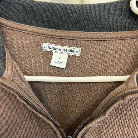 Amazon Essentials Men's Brown Quarter Zip Sweater Size Large - Picture 2 of 9